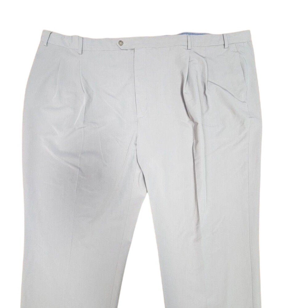 Paul Fredrick Pants Mens 56x31 Beige Microfiber Pleated Dress Classic Stretch